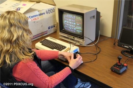 Kris and Jeff playing Crossfire on the Vic-20